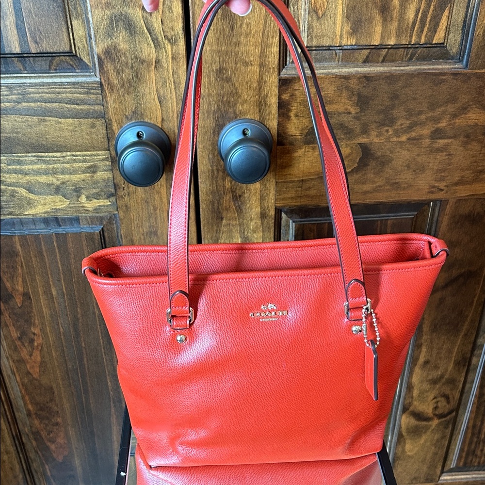 Coach Vibrant Orange Leather Tote